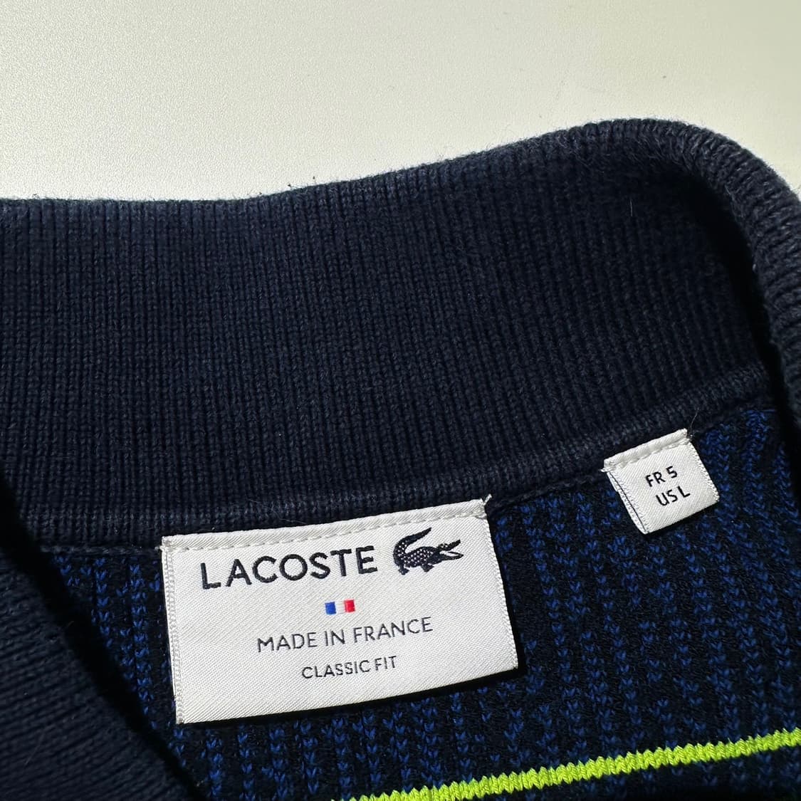라코스테 멀티 스트라이프 스웨터 폴로 반팔 니트 네이비 상품이미지6