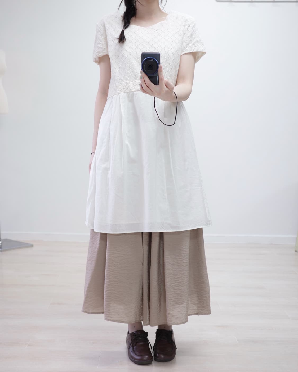  Beige A line long Skirt 상품이미지4