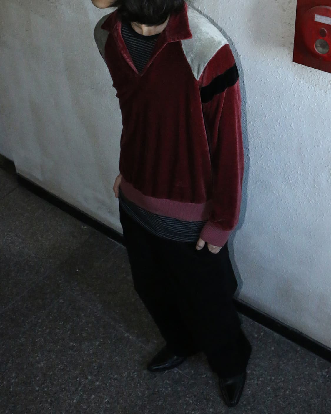 90s 빈티지 버건디 럭비셔츠  상품이미지3