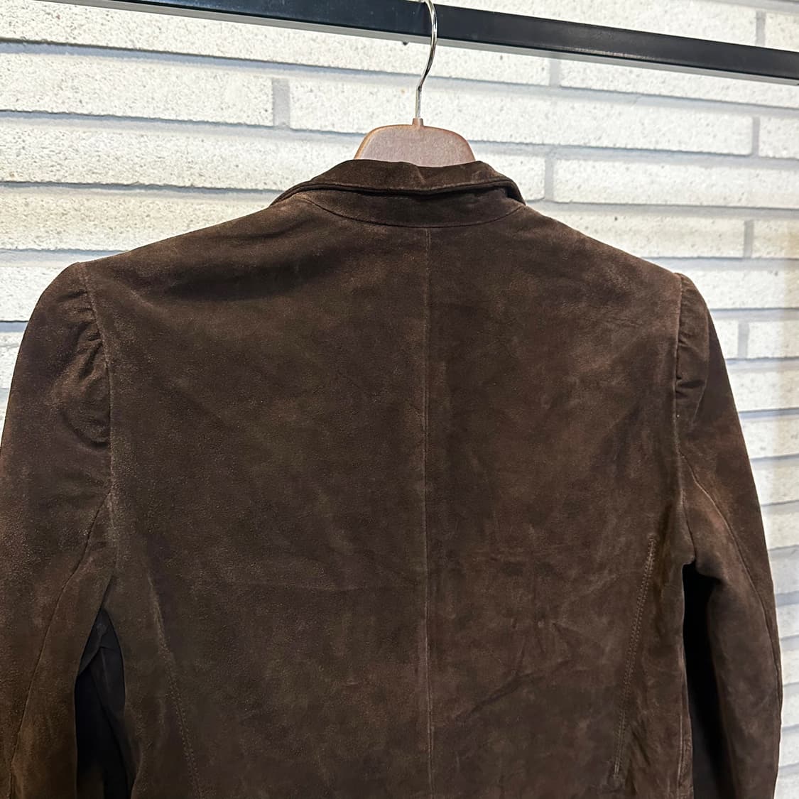JPN VINTAGE 스웨이드 레더 블레이저 자켓 노버튼 디테일 브라운 상품이미지6