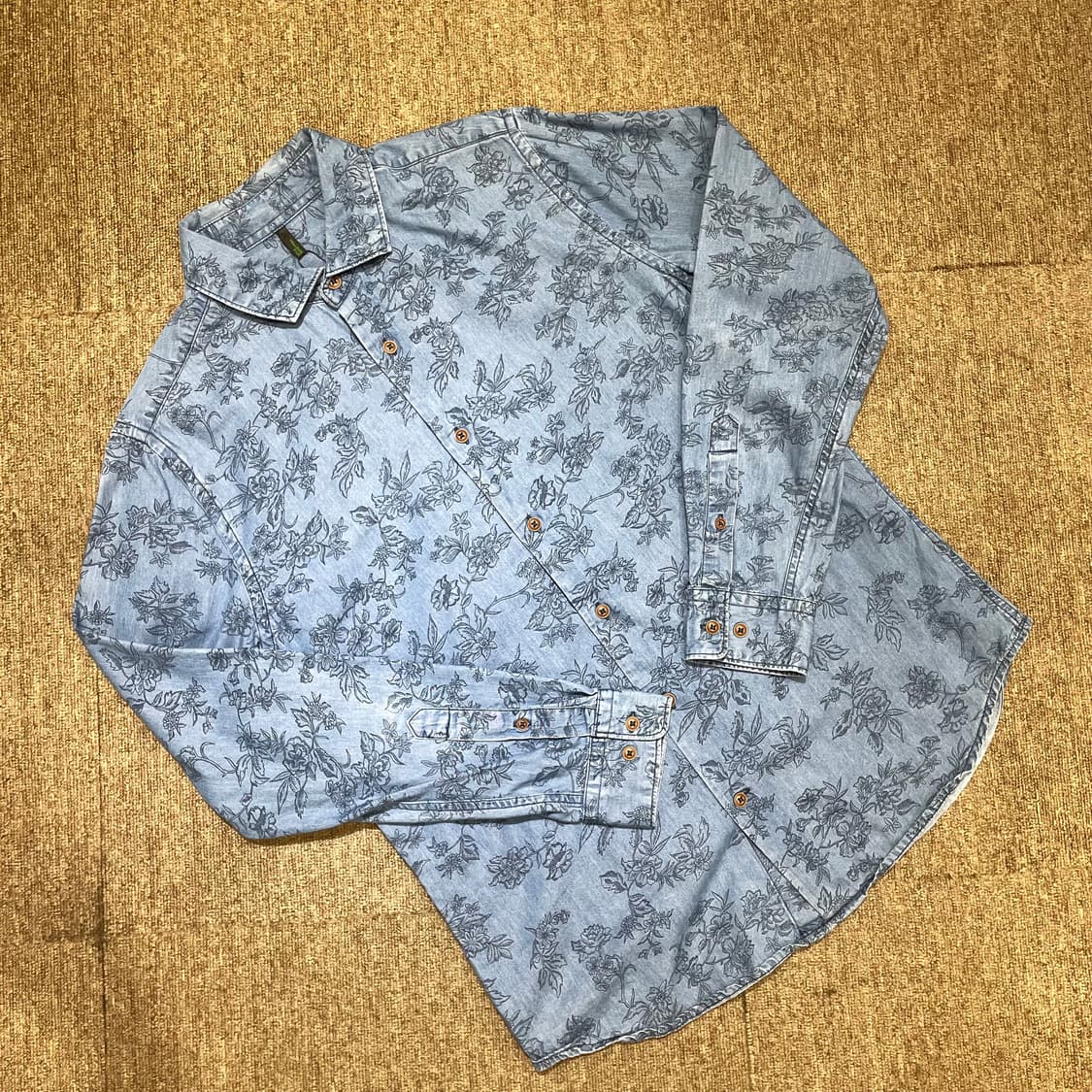  (L) 블루 플로럴 빈티지 셔츠 상품이미지1