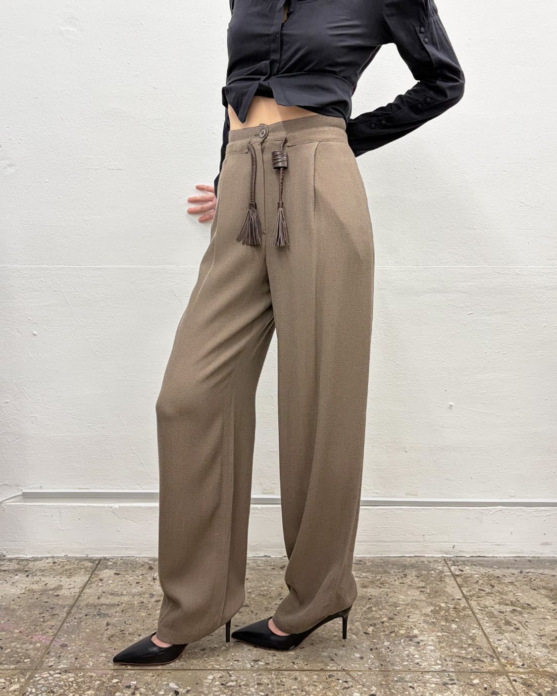 제니 테슬 트리밍 와이드 트라우저 상품이미지3