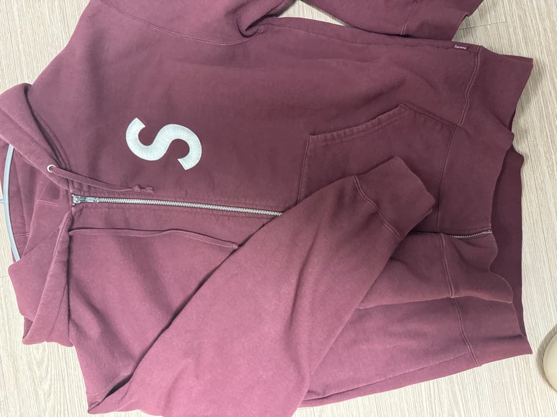 슈프림 s로고 후드집업 마룬 L 상품이미지5