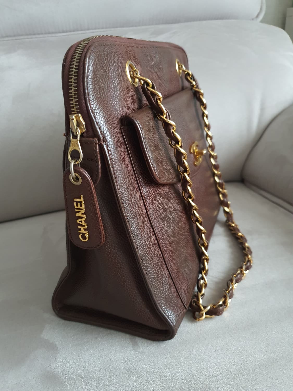샤넬 빈티지 브라운 캐비어 숄더백 상품이미지2