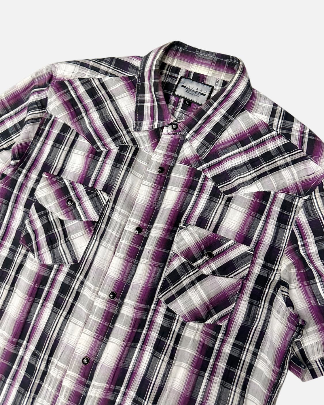VILLAND purple western texture check shi 상품이미지2