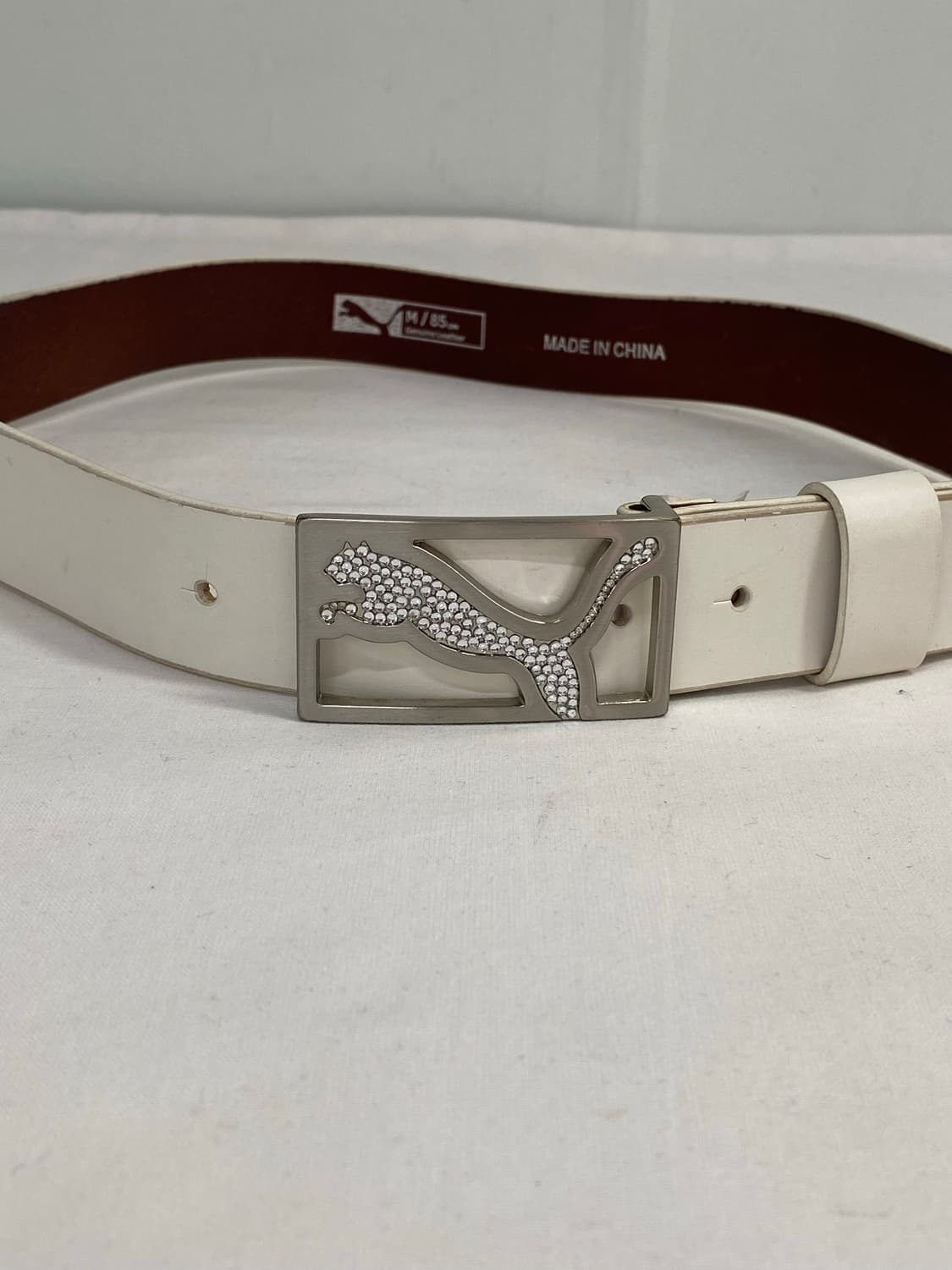 Puma 푸마 퓨마 화이트 가죽 레더 크리스탈 벨트 상품이미지2