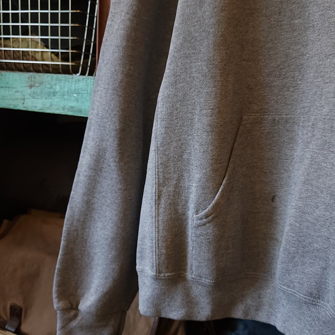 90s 러셀 후드 스웻셔츠 리버 빈티지 레터링 그레이XL 상품이미지6