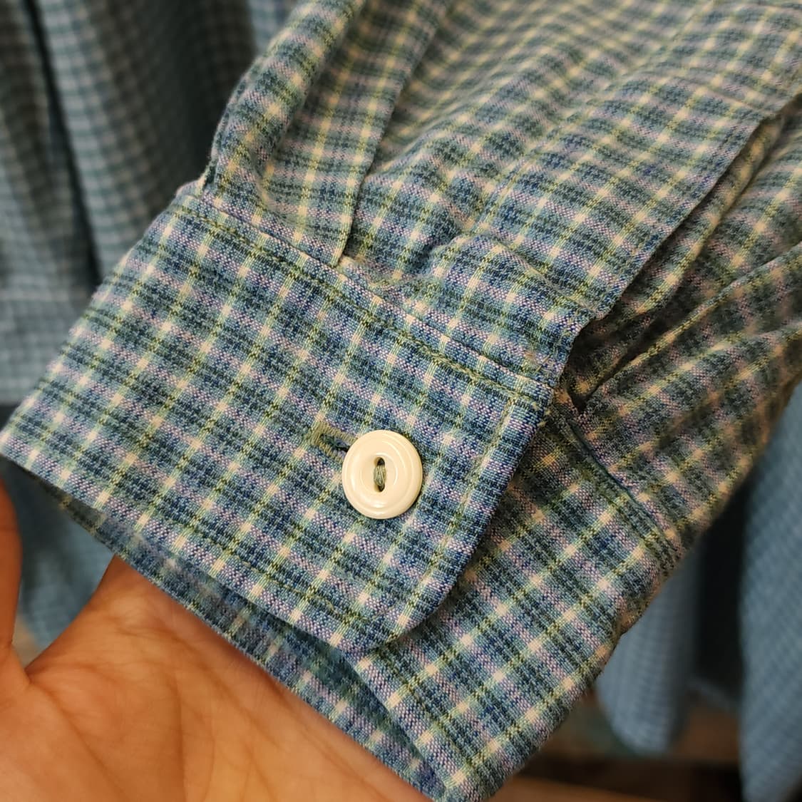 60s 프랑스 워크셔츠 가드너 빈티지 셔츠 그린 퍼플 롱 튜닉 셔츠 xl 상품이미지9