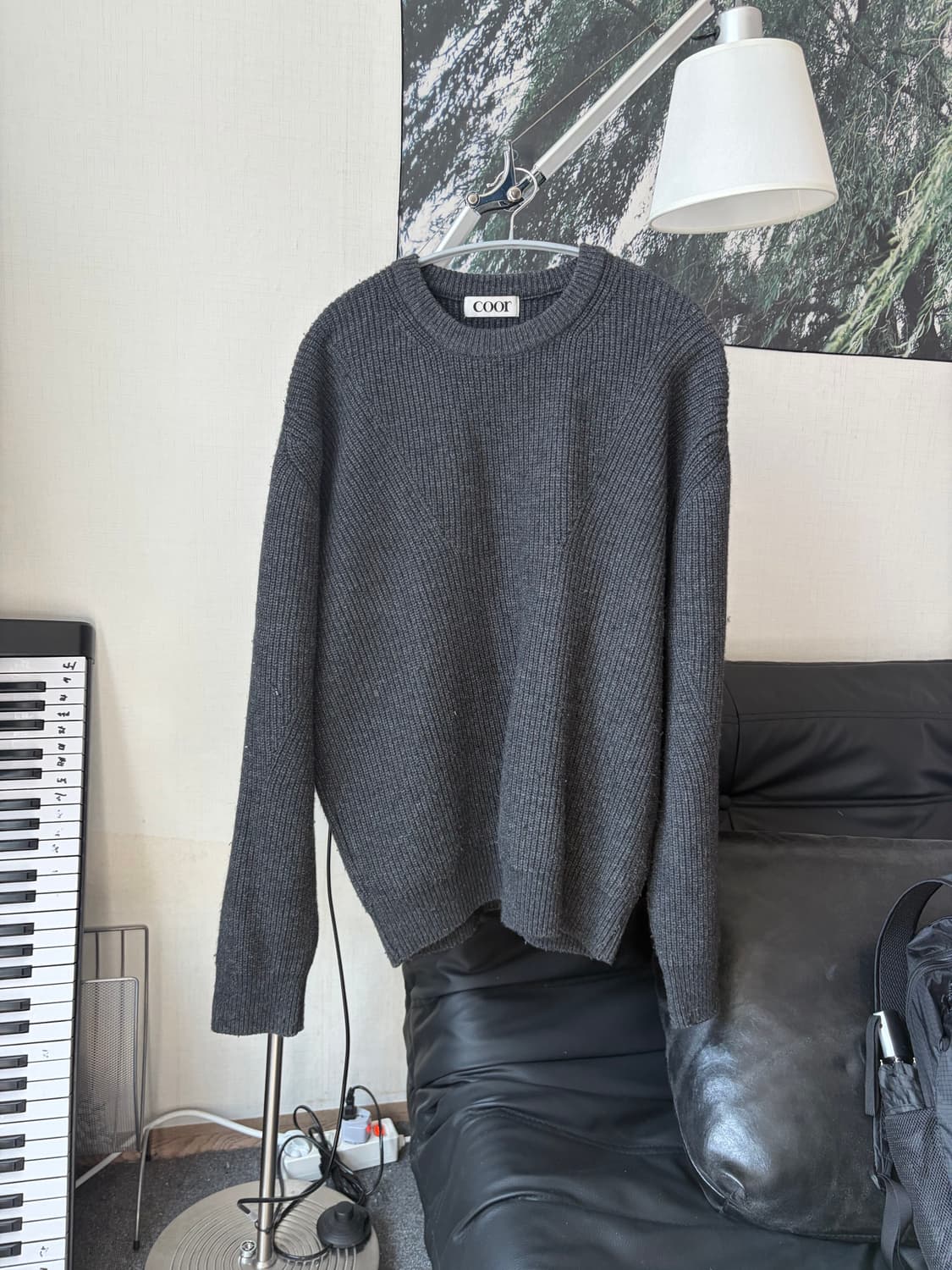 캐시팝 트위드 크루넥 니트 (차콜그레이) L 상품이미지2