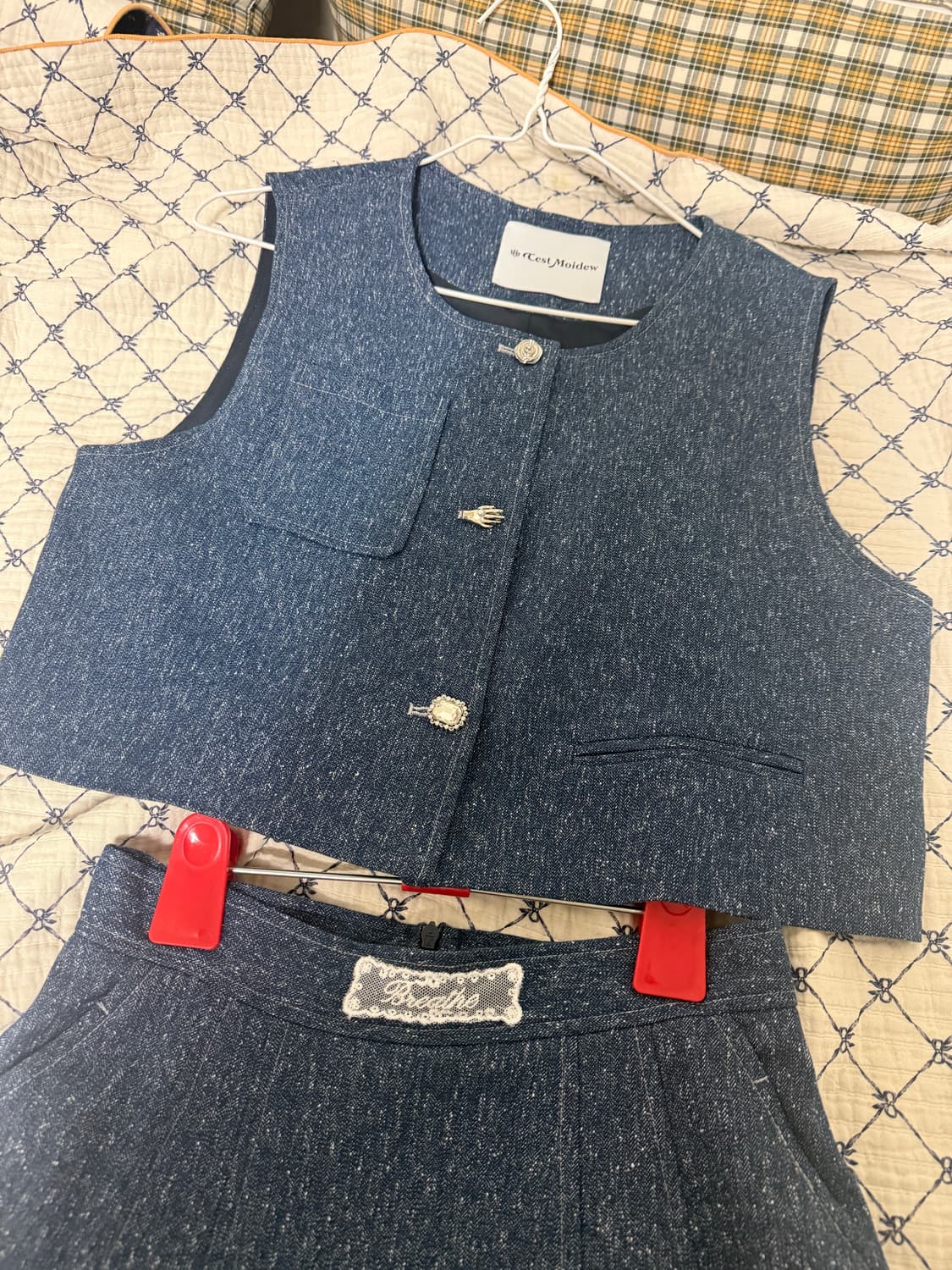 쎄무아듀 데님 투피스 세트 ! 베스트와 스커트 입니당!판매합니다 ㅎ 상품이미지2