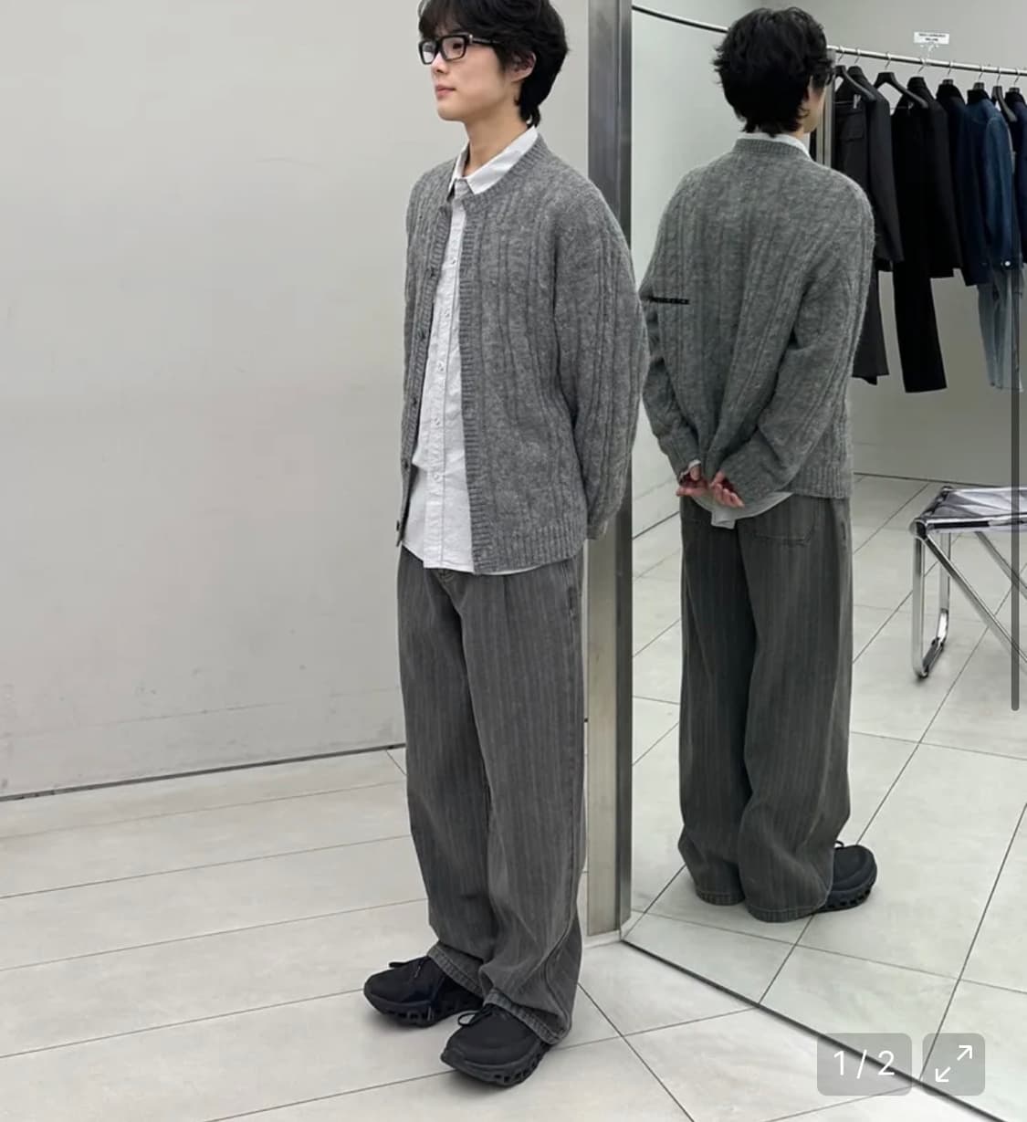 인사일런스 시어드 케이블 카디건 MELANGE GREY L사이즈 상품이미지7