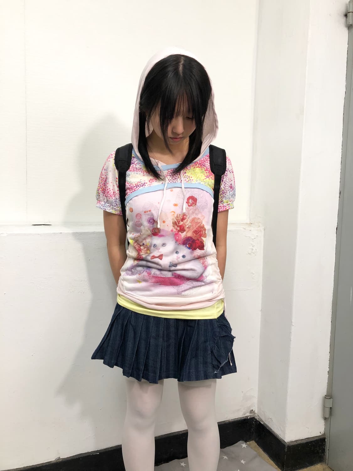 S BNX 비엔엑스 고양이 반팔 후드 티셔츠 상품이미지2