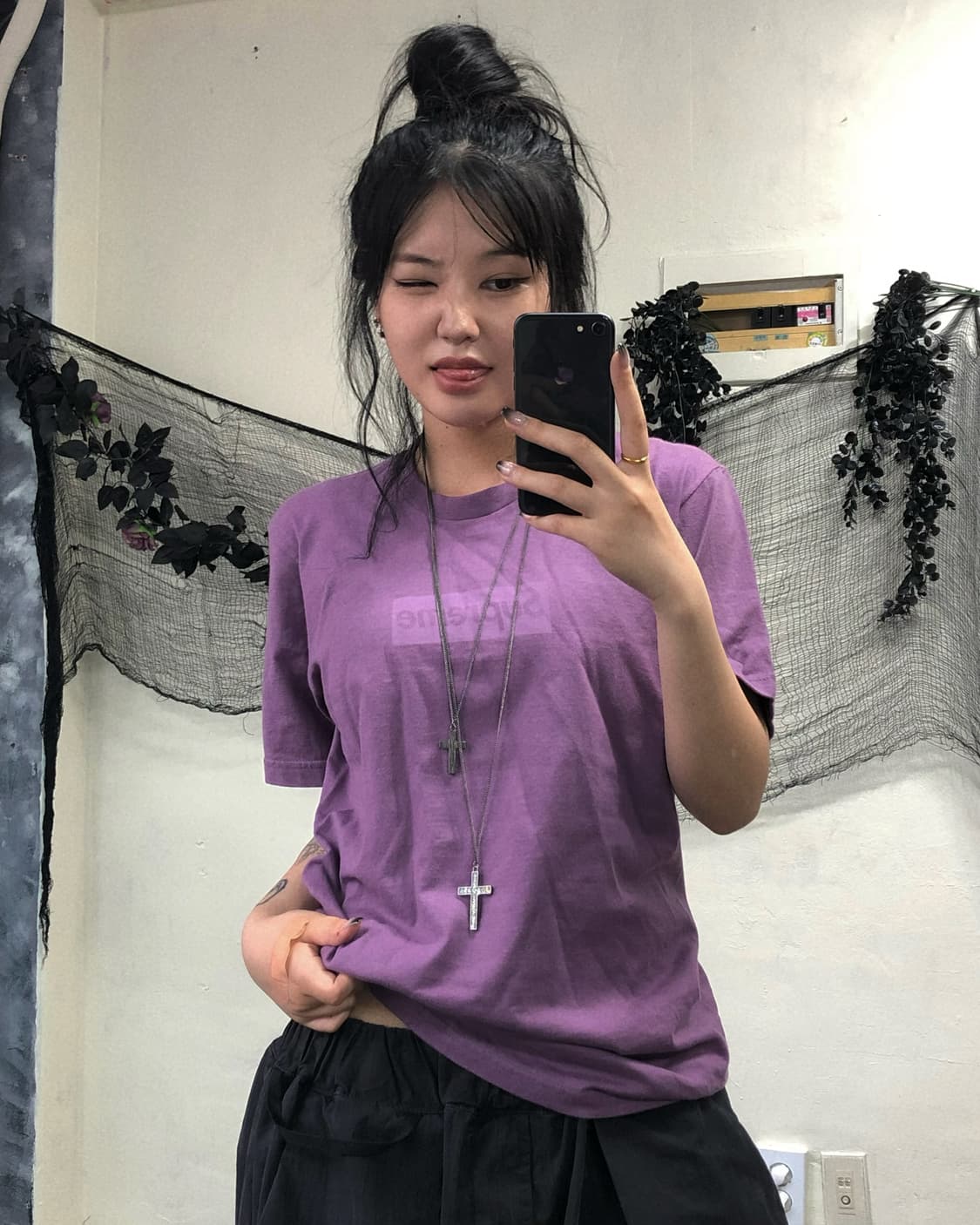슈프림 박스로고 퍼플 반팔 탑 상품이미지1
