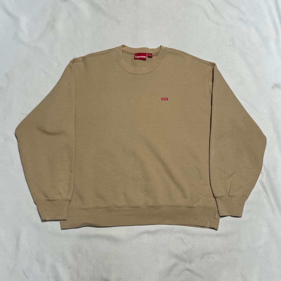 L 슈프림 스몰 박스 로고 베이지 기모 맨투맨 상품이미지2