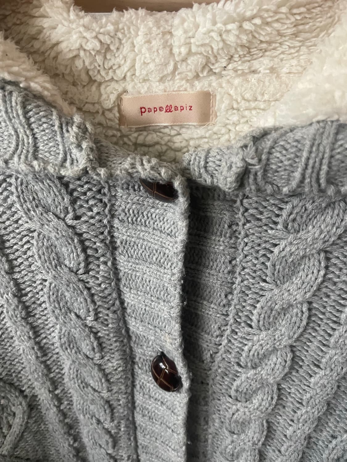 모리걸 빈티지 그레이 꽈배기 후드 가디건 🩶🤍 상품이미지2