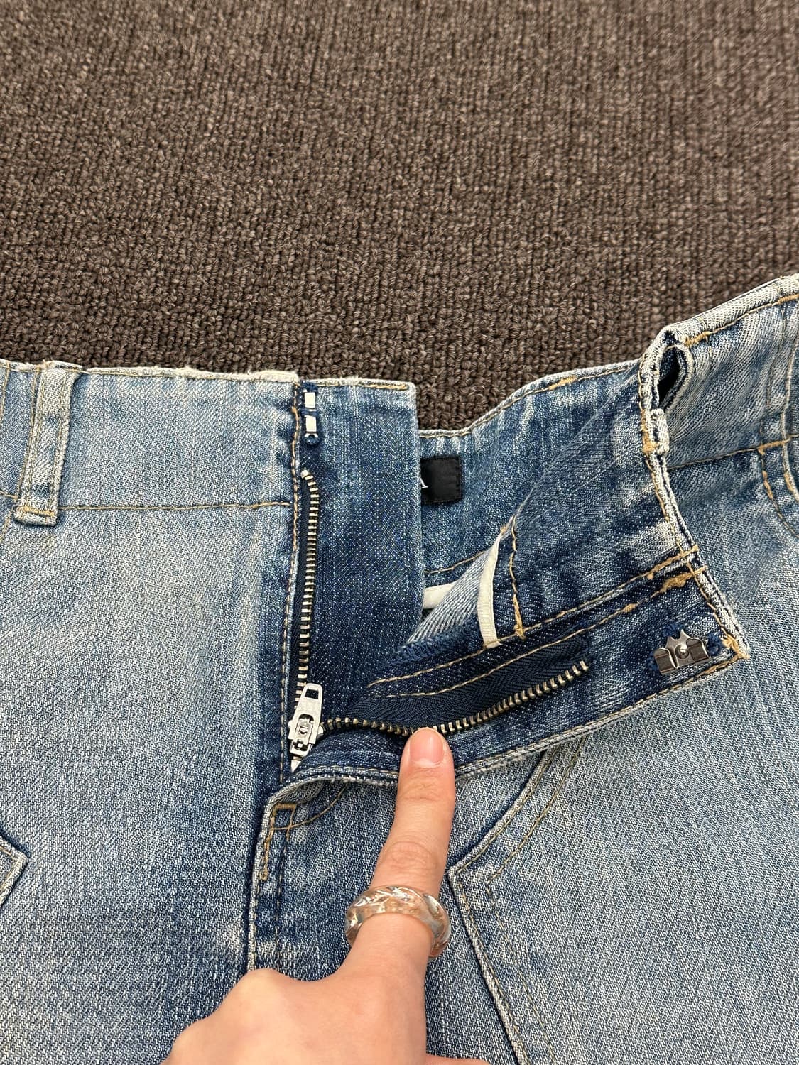 38)Japanese vintage 워싱 데님 미디 스커트 상품이미지3