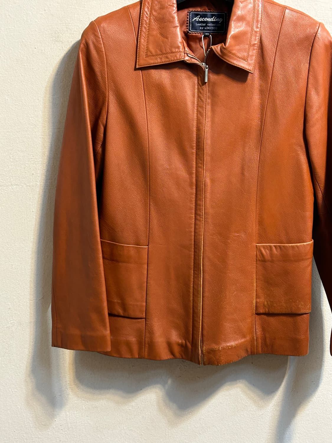 테라코타 브라운 빈티지 레더 집업 자켓 상품이미지3