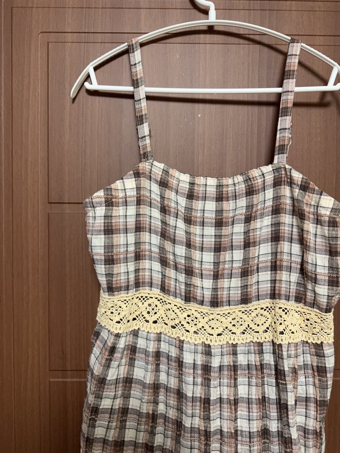 모리걸 하구미 일본 빈티지 아오이유우 레이스 체크 롱 원피스 상품이미지2