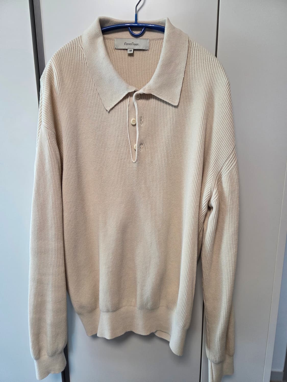 퍼스트플로어 코튼 립 폴로셔츠 아이보리 48 사이즈 상품이미지1