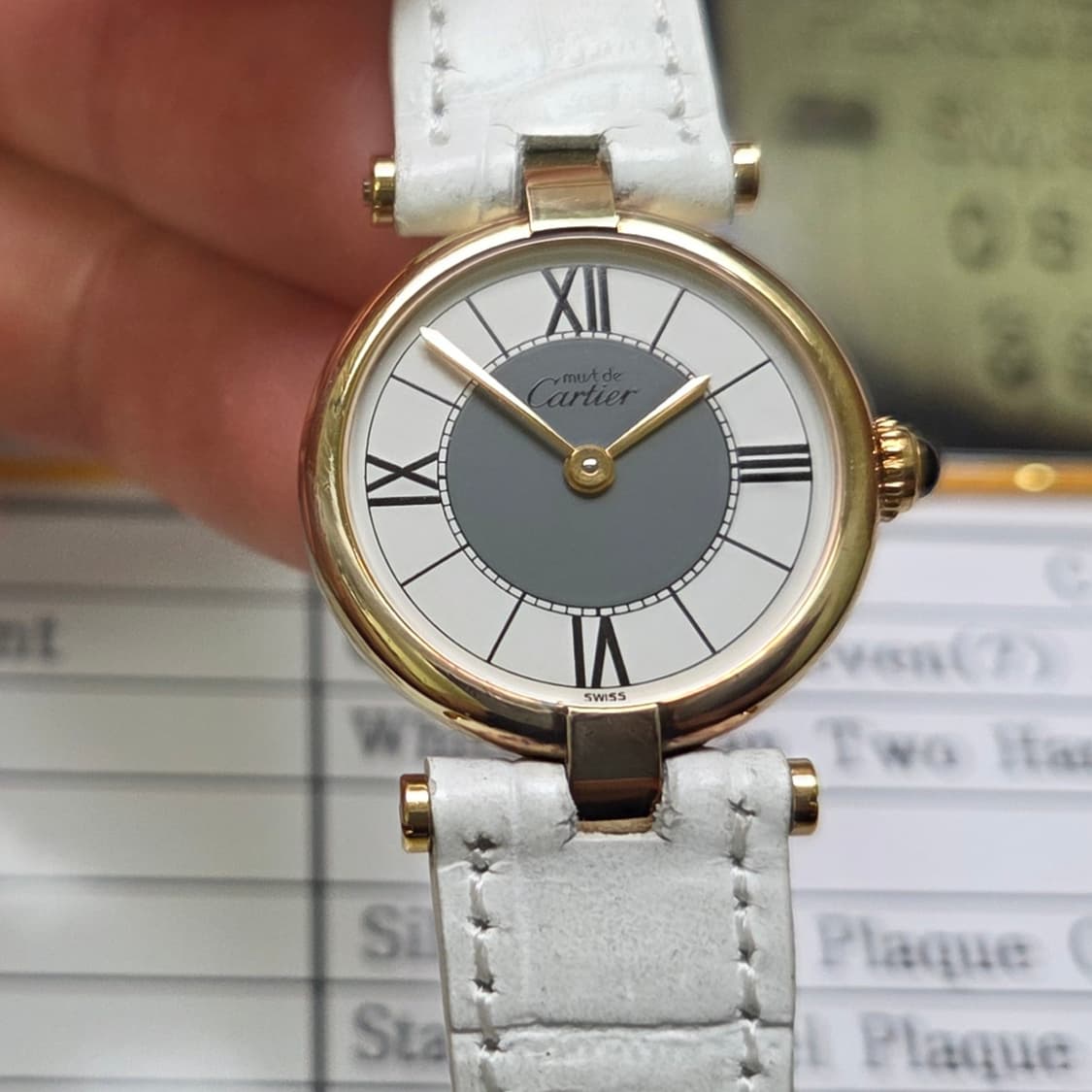 빈티지 까르띠에 머스트드 방돔 희귀 로만그레이 여성용 (감정서 포함) 상품이미지1