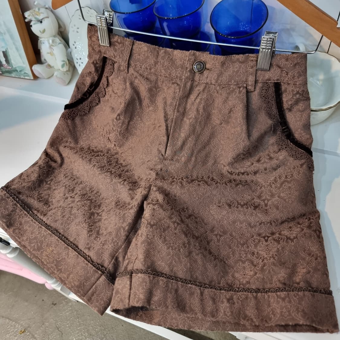 axes femme 브라운 자카드 레이스 하프팬츠 상품이미지3