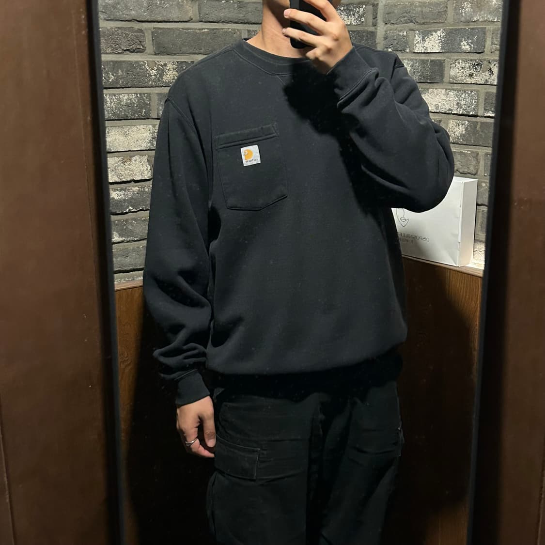 L) 칼하트 원포켓 맨투맨 블랙 오리지널핏 상품이미지8