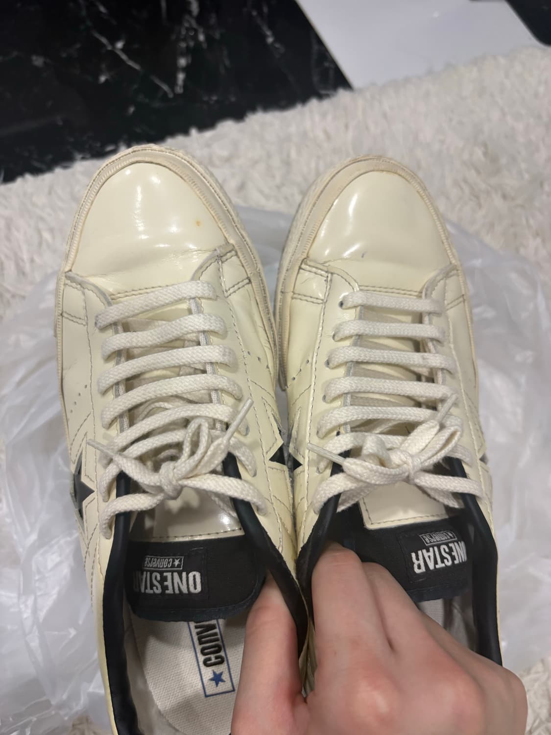 [260mm] 컨버스 원스타 레더 로우 아이보리 신발 상품이미지4