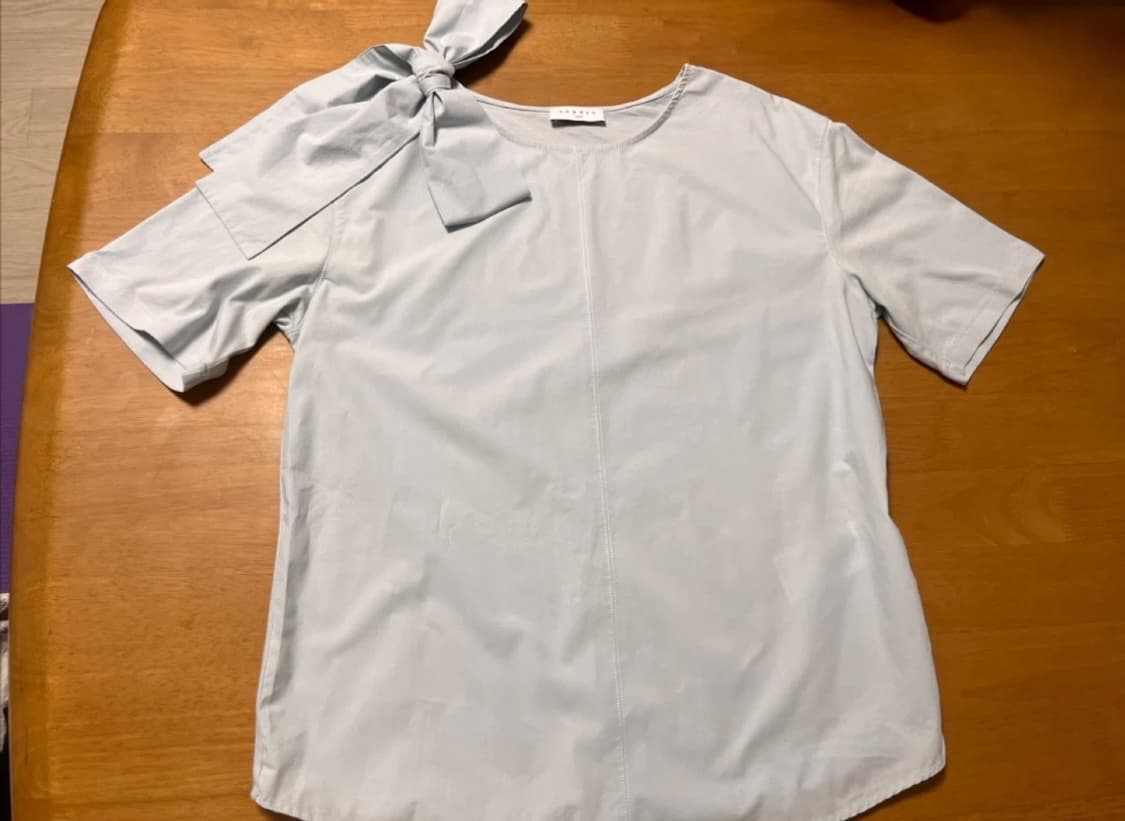 Sandro 산드로 Alexa 알렉사 파우더블루 리본 블라우스 티셔츠_1 상품이미지3