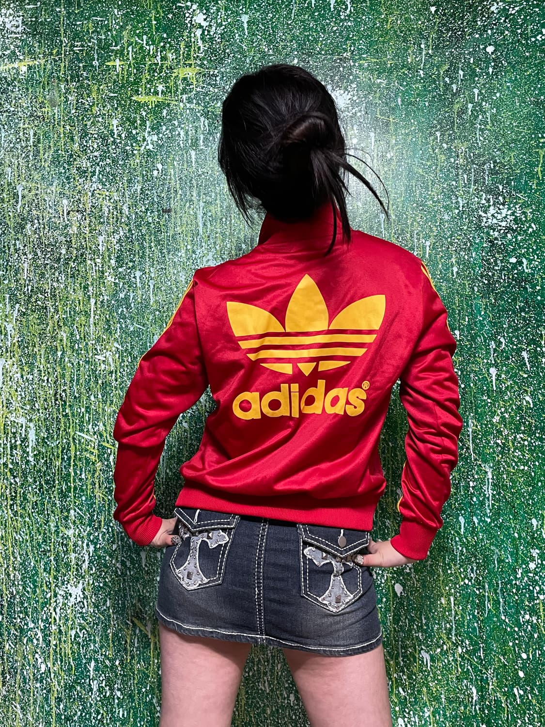 아디다스 데상트 올드스쿨 레드 노랑 빅로고 져지 XS 상품이미지6