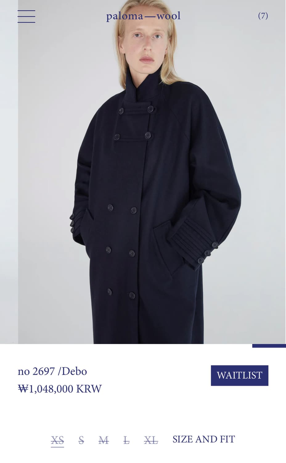 [S,M]팔로마울 Debo 코트/네이비 상품이미지10