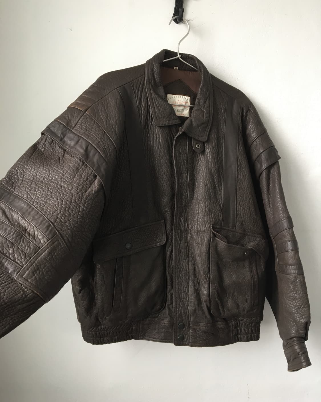 Leather bomber brown jacket 상품이미지4