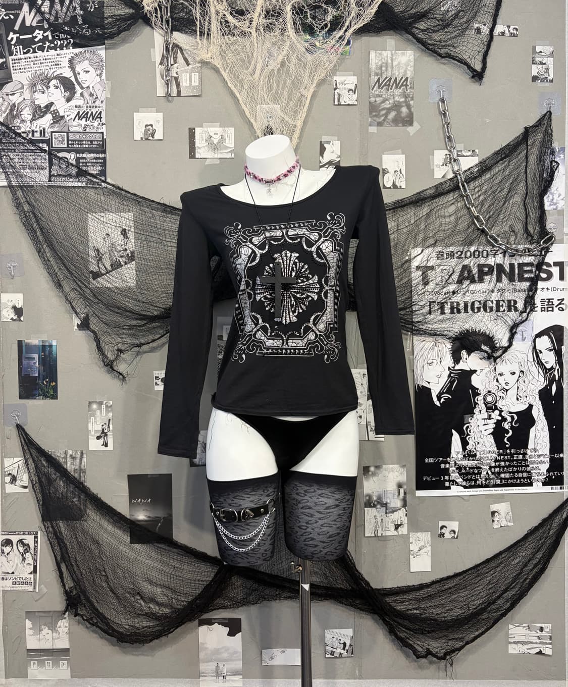 Y2K cubic cross Cut-out back longsleeve 상품이미지1