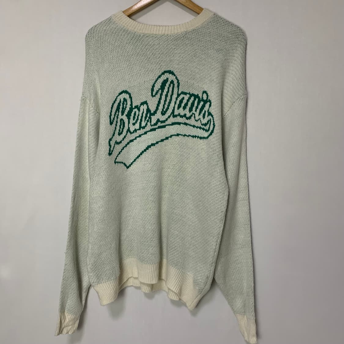 벤 데이비스 로고 니트 스웨터 빈티지 그린 M 남녀공용 상품이미지2