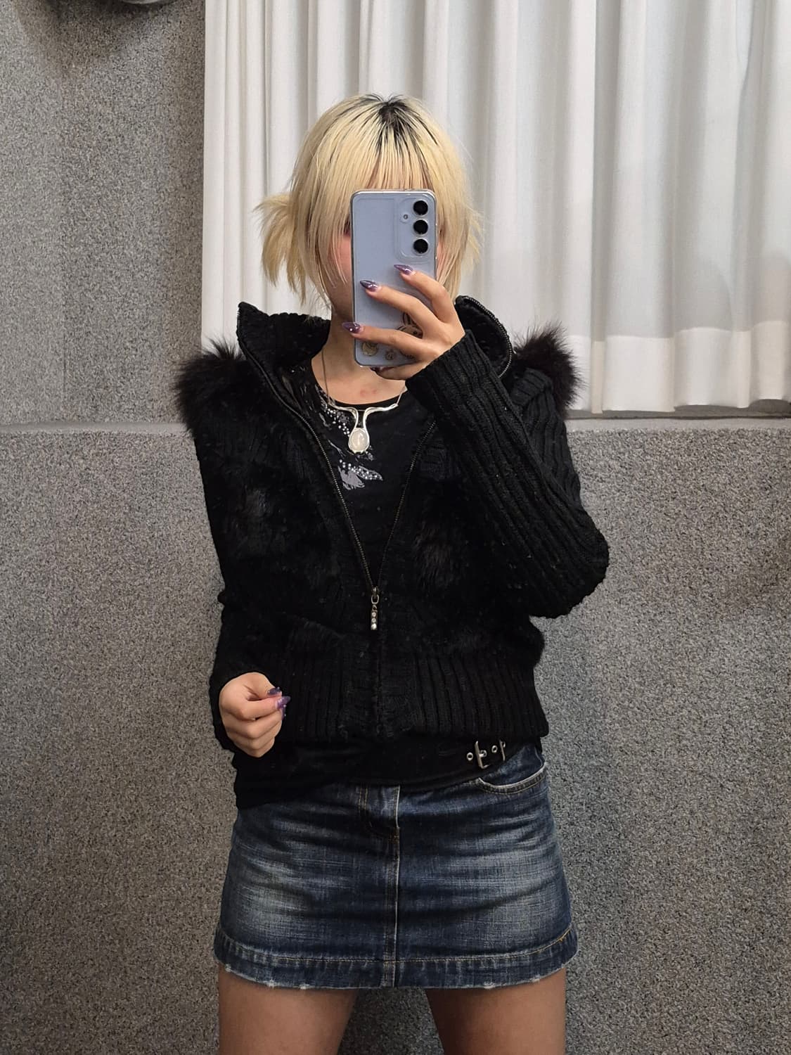 BLACK NEAT FUR ZIPUP 상품이미지2