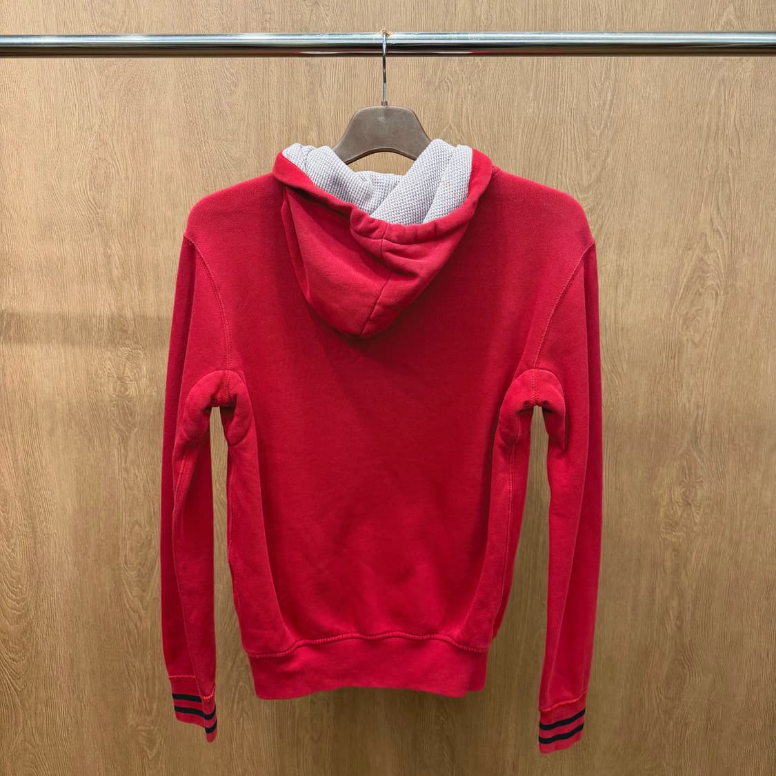 폴로 랄프 로렌 후드 집업 로고 패치 배색 후드 디테일 레귤러핏 레드 상품이미지3