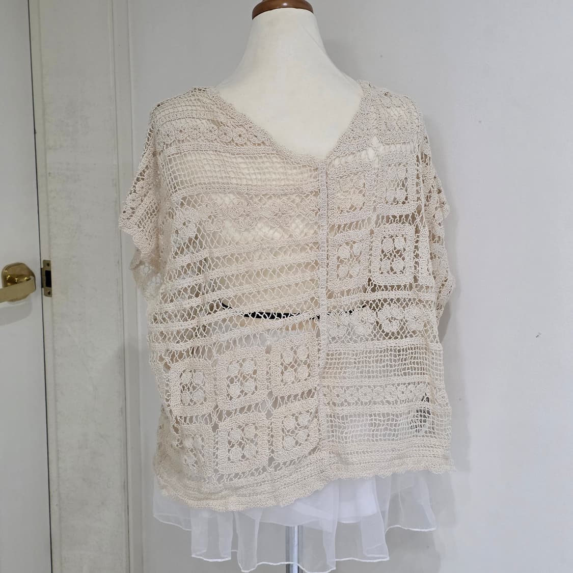 모리걸 아이보리 크로셰 뜨개니트 가디건 상품이미지2