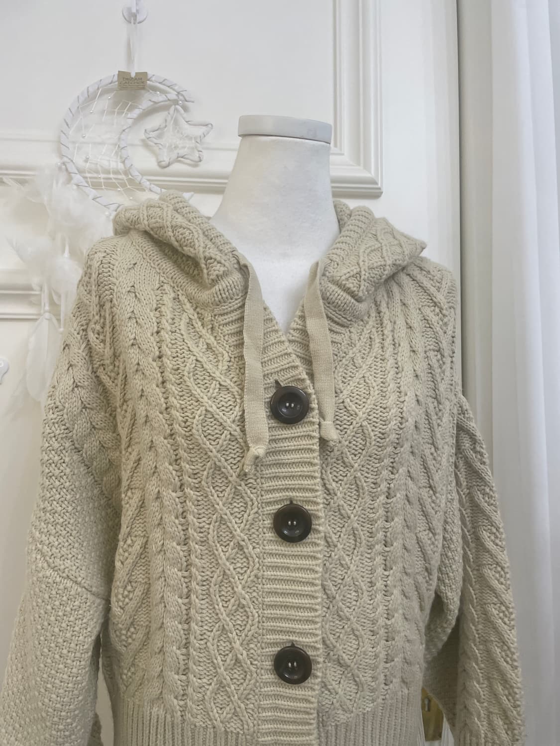 beige twist winter hoodie cardigan 상품이미지5