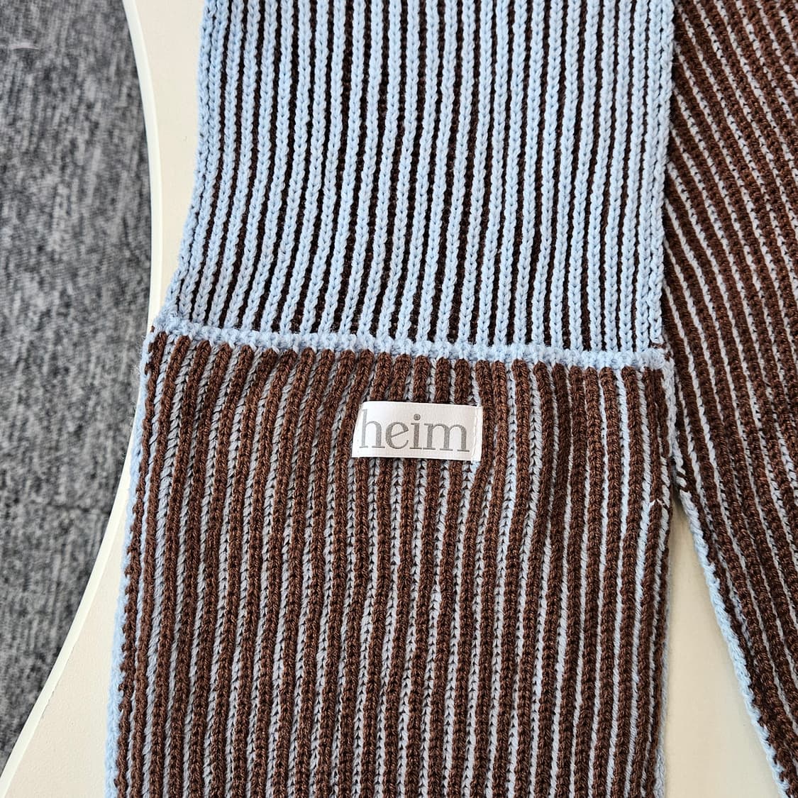 Heim헤임 투톤 니트 머플러 블루 상품이미지2