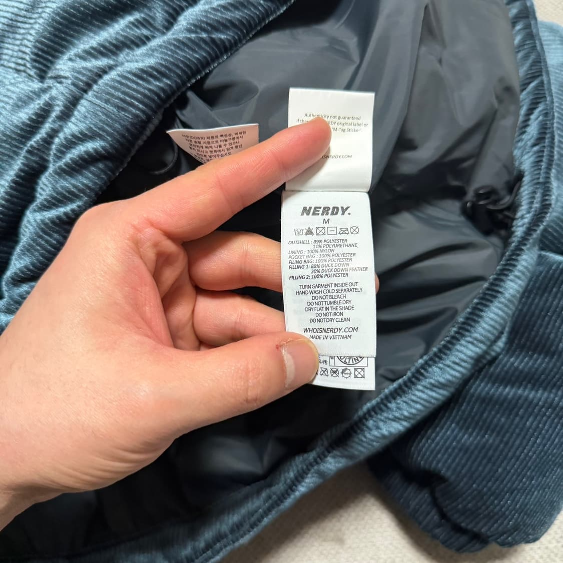 널디 코듀로이 덕다운 패딩 블랙 상품이미지4