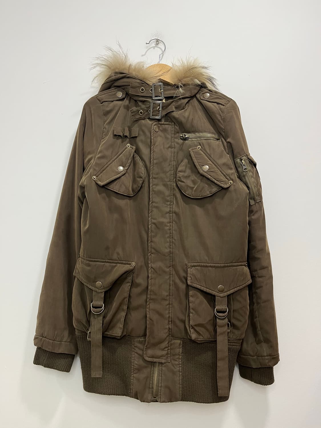 락펑크 카고 넥버클 브라운 야상 집업 자켓 상품이미지4