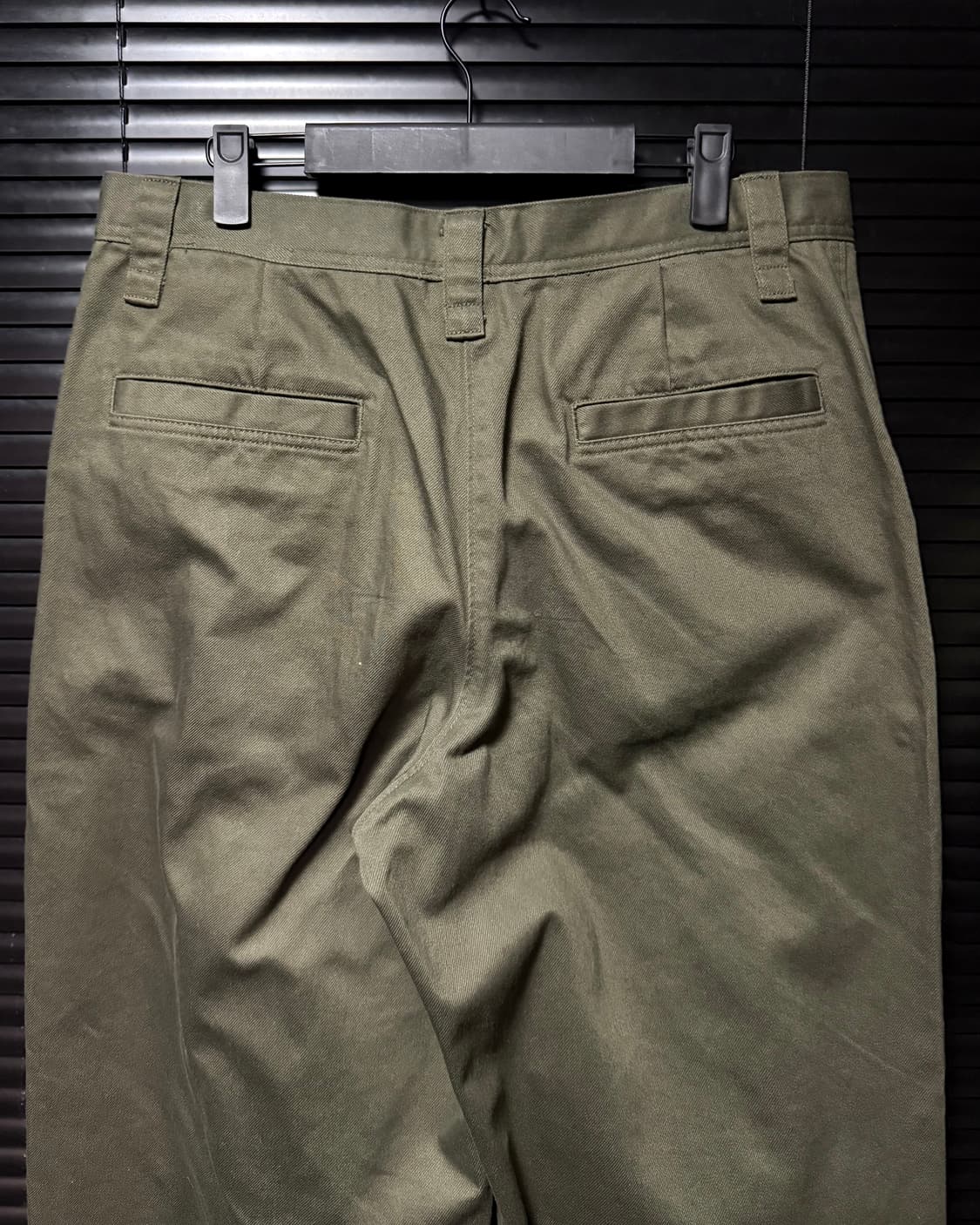 유니클로 저지 배럴 레그 와이드 치노 팬츠 33 34 카키 밀리터리 워크 상품이미지3
