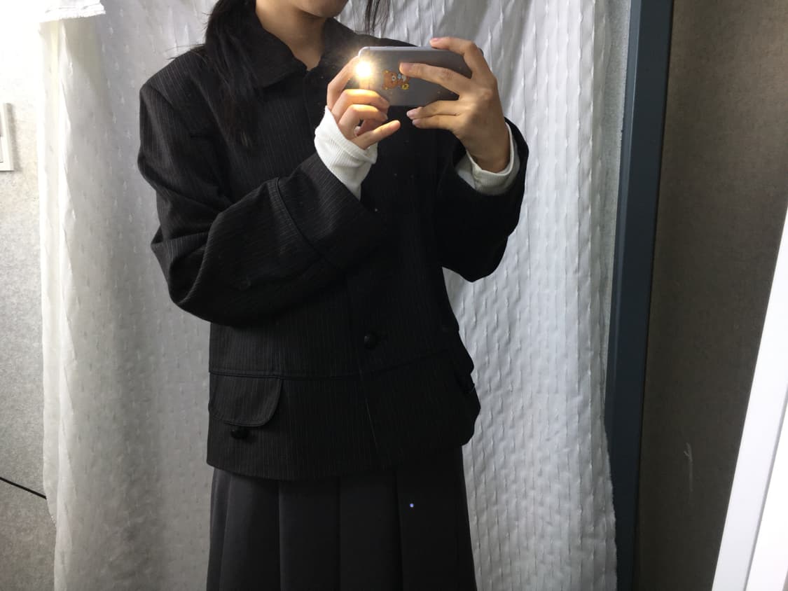 블랙-와인 스트라이프 숏 자켓 상품이미지2