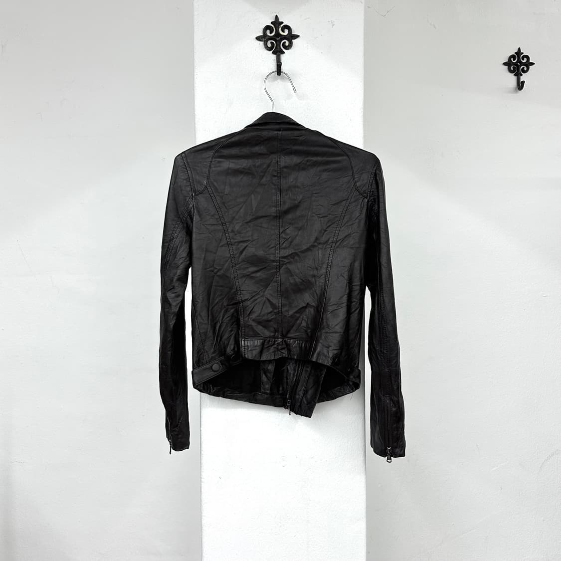 brown leather rider jacket 상품이미지4