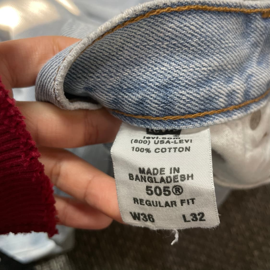 (36) 리바이스 505 36X32 연청 데님 팬츠 레귤러핏 상품이미지4
