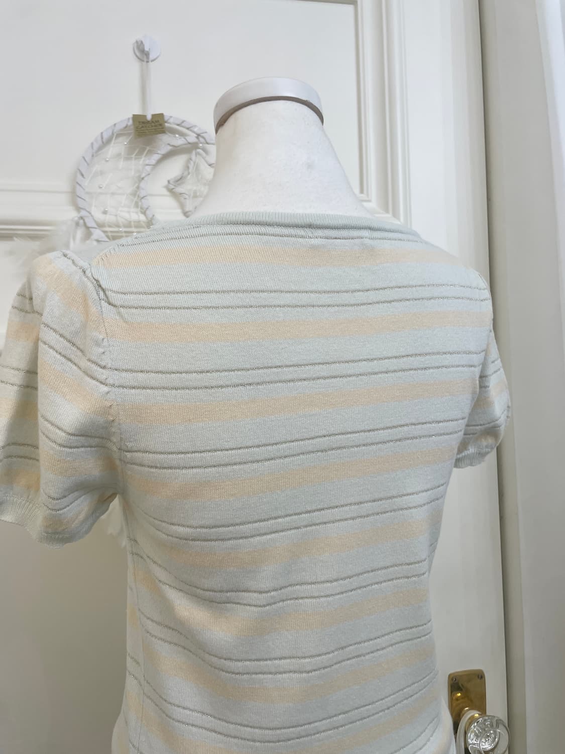 mint beige silver line puff lovely top 상품이미지4