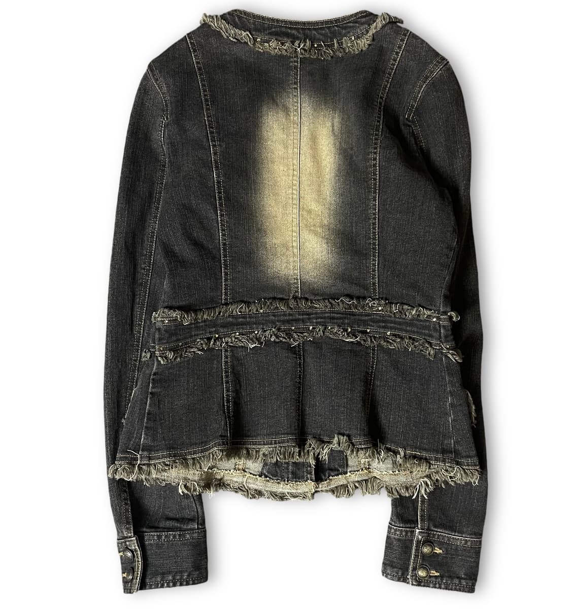 빈티지 그레이 워싱 프린지 큐빅 데님 자켓 상품이미지2