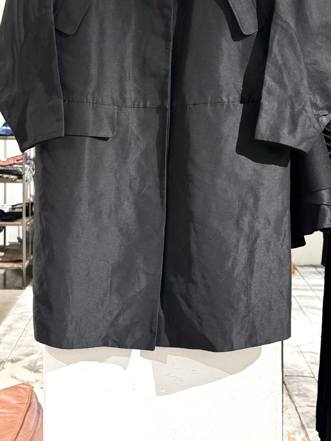 마르니 블랙 린넨 혼방 노카라 롱 자켓 상품이미지3