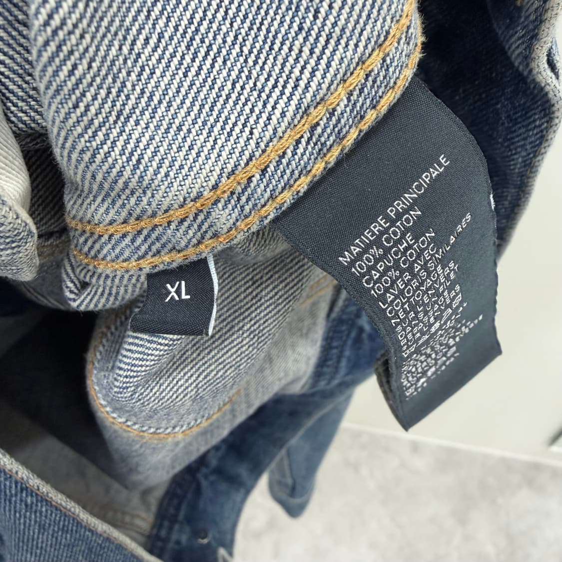 [S+급/XL] 셀린느 백로고 후드 데님 청자켓 그레이 상품이미지6