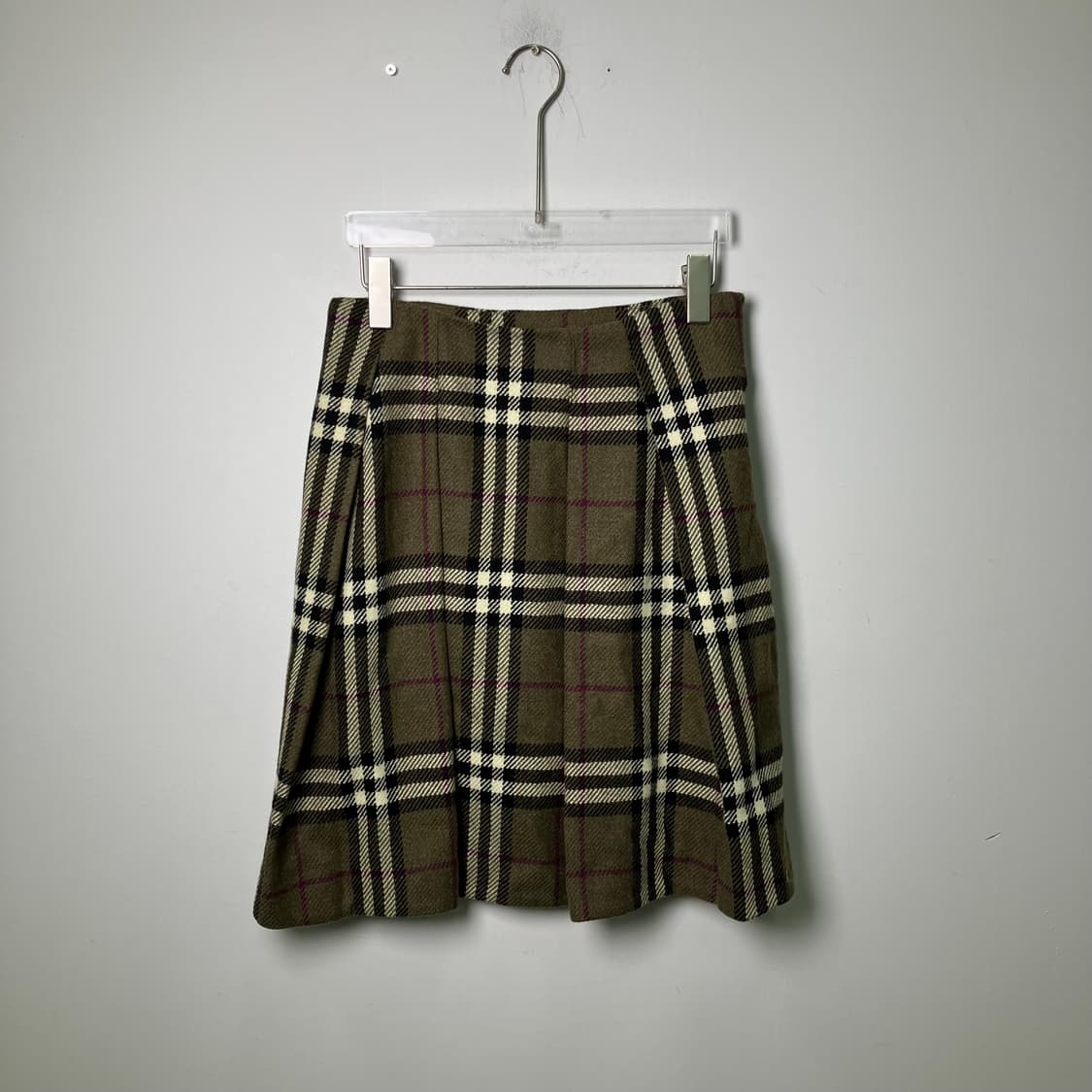 버버리 런던 울 블랜드 체크 미디 스커트 상품이미지1