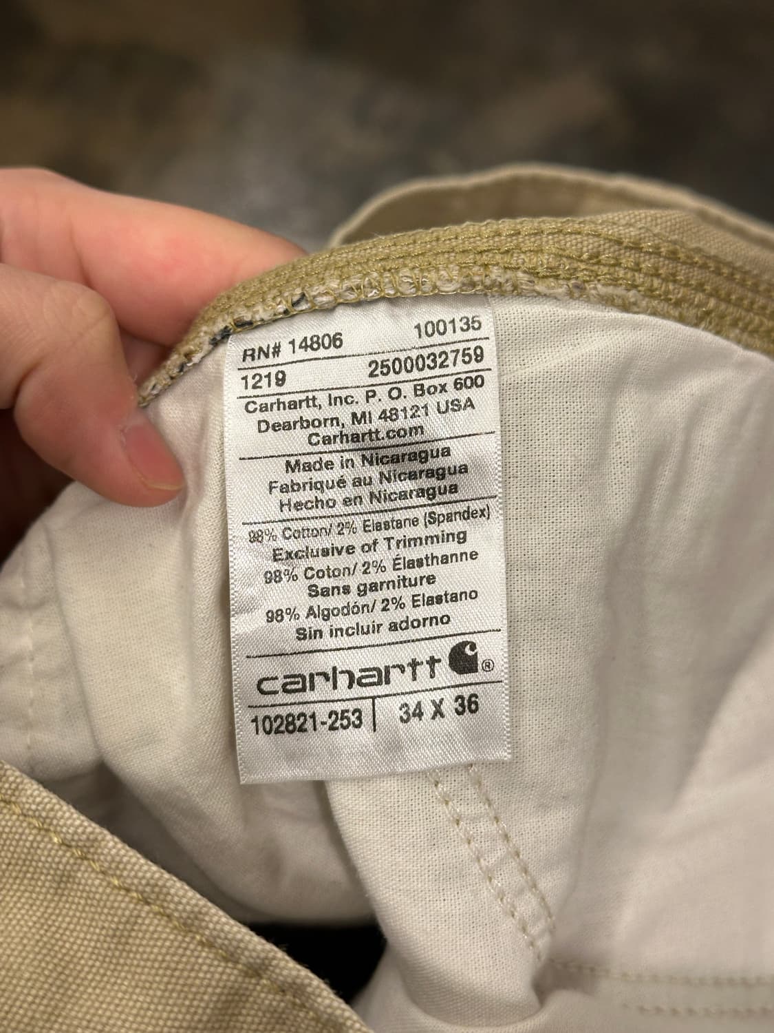 칼하트 스트레이트핏 워크팬츠 34x36 상품이미지5